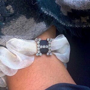 Fashion  Rhinestone H sheer scrunchie New
